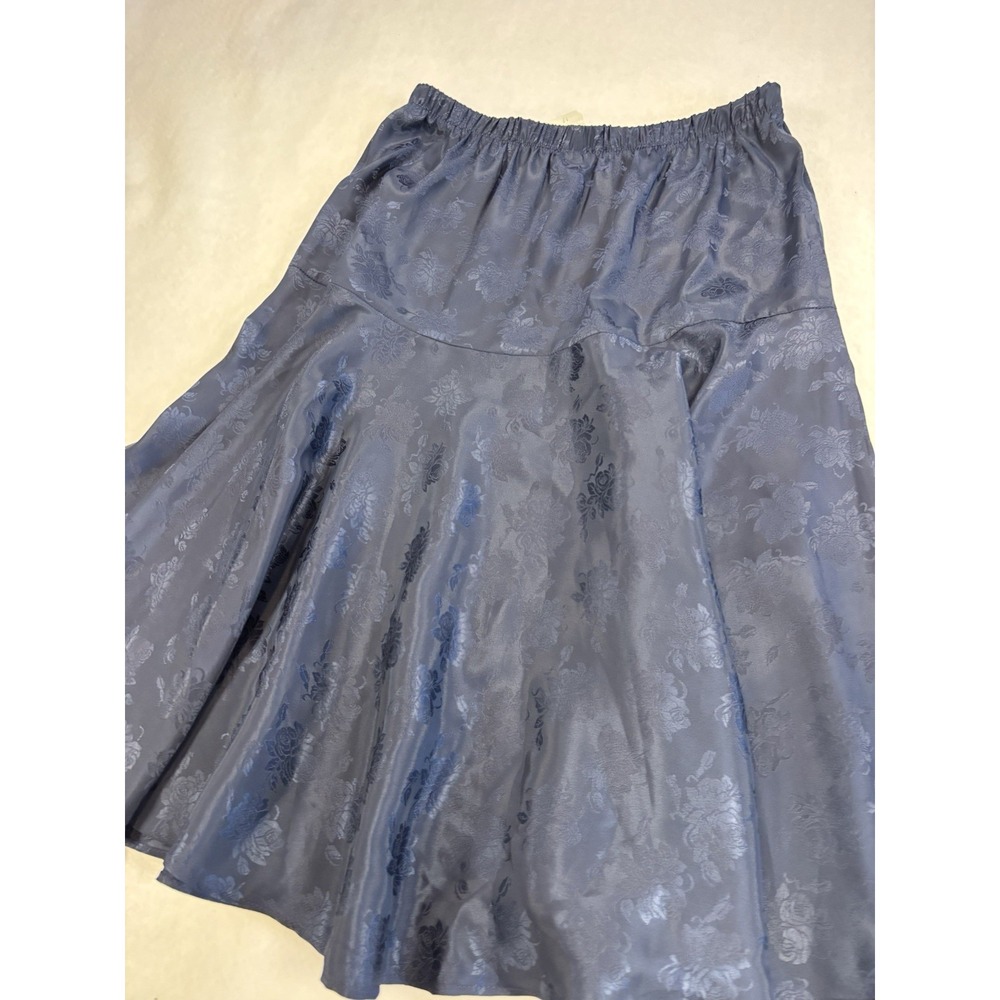 Vintage Women's 12(6/8) Navy Blue Floral Skirt BOHO Dainty Fairy Whimsical Flowy - Picture 3 of 6